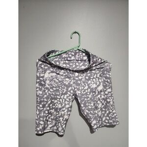 LegEnd Grey White Abstract Print Biker Shorts High Waist Athletic Pockets Size M